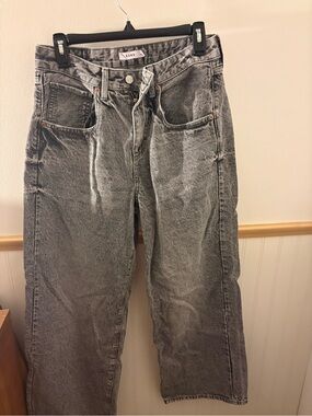S.O.N.G. Womens 3/26 Gray Acid Wash Baggy Jeans Relaxed Straight Leg Y2K